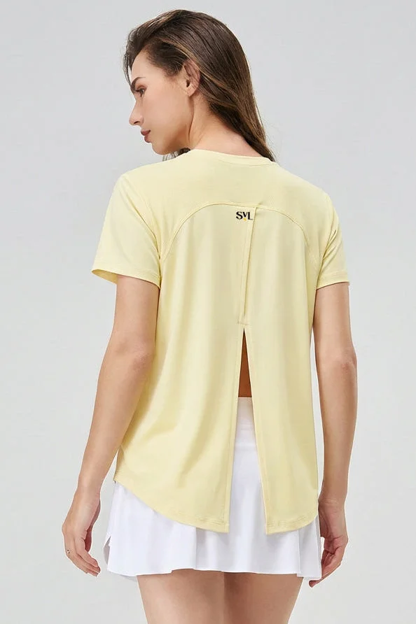 SVL Women's T-shirt with Half Slit Back - Light Yellow - SVL